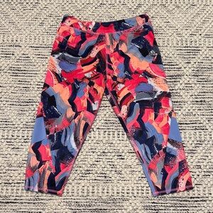 adidas Kids Leggings - Red, Blue, and Orange Abstract